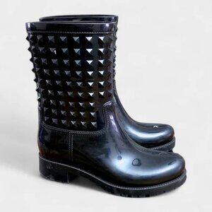 Valentino Garavani Black Rockstud Rain Boots - Size 8